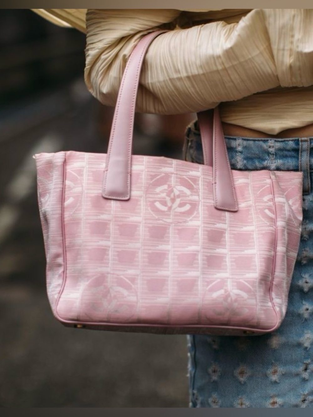Chanel CC Baby Pink Canvas Tote Bag